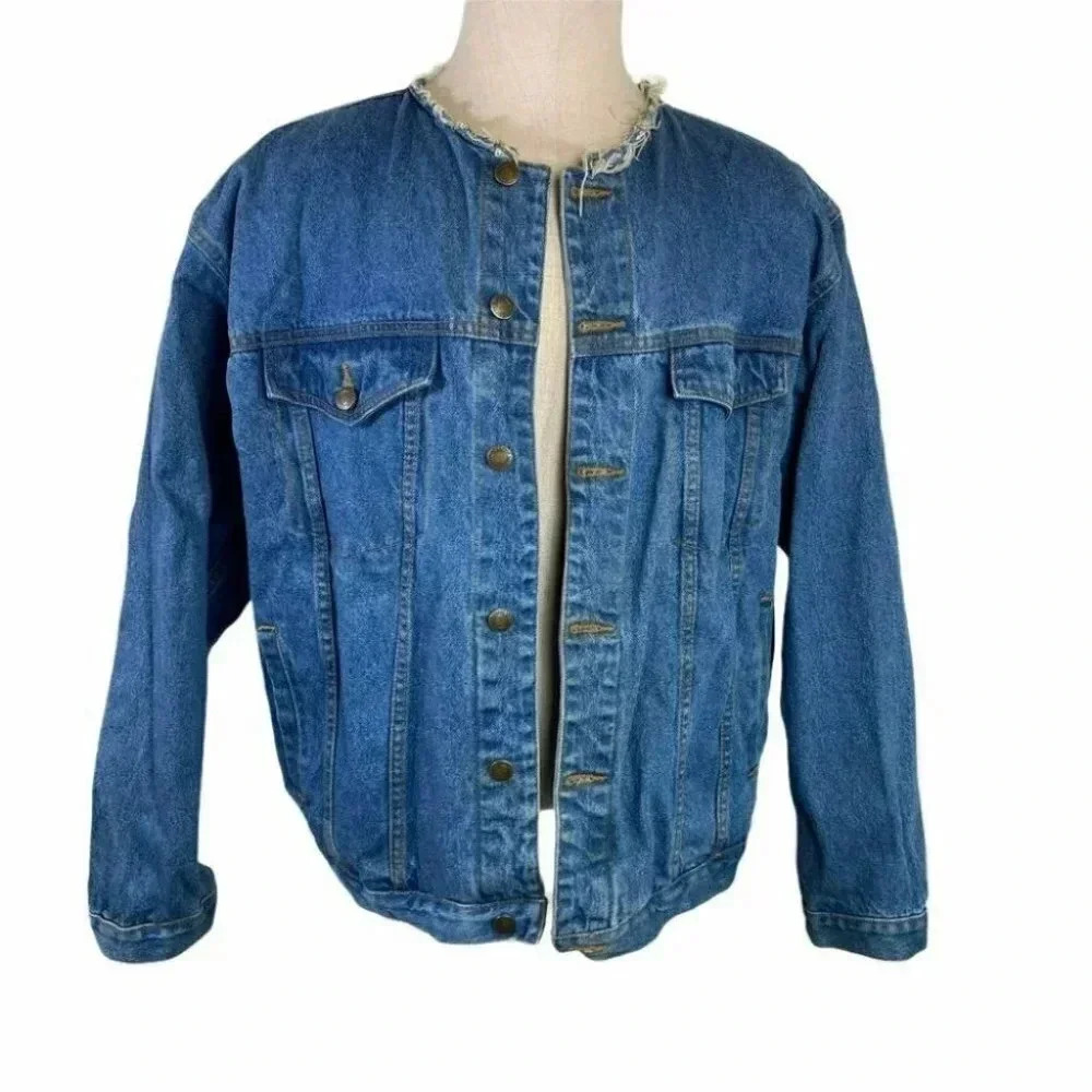 Vintage‎ Canyon Guide L collarless blue Jean jacket